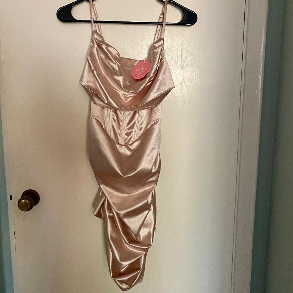Lilly's Kloset Champagne Bustier Ruched Dress
